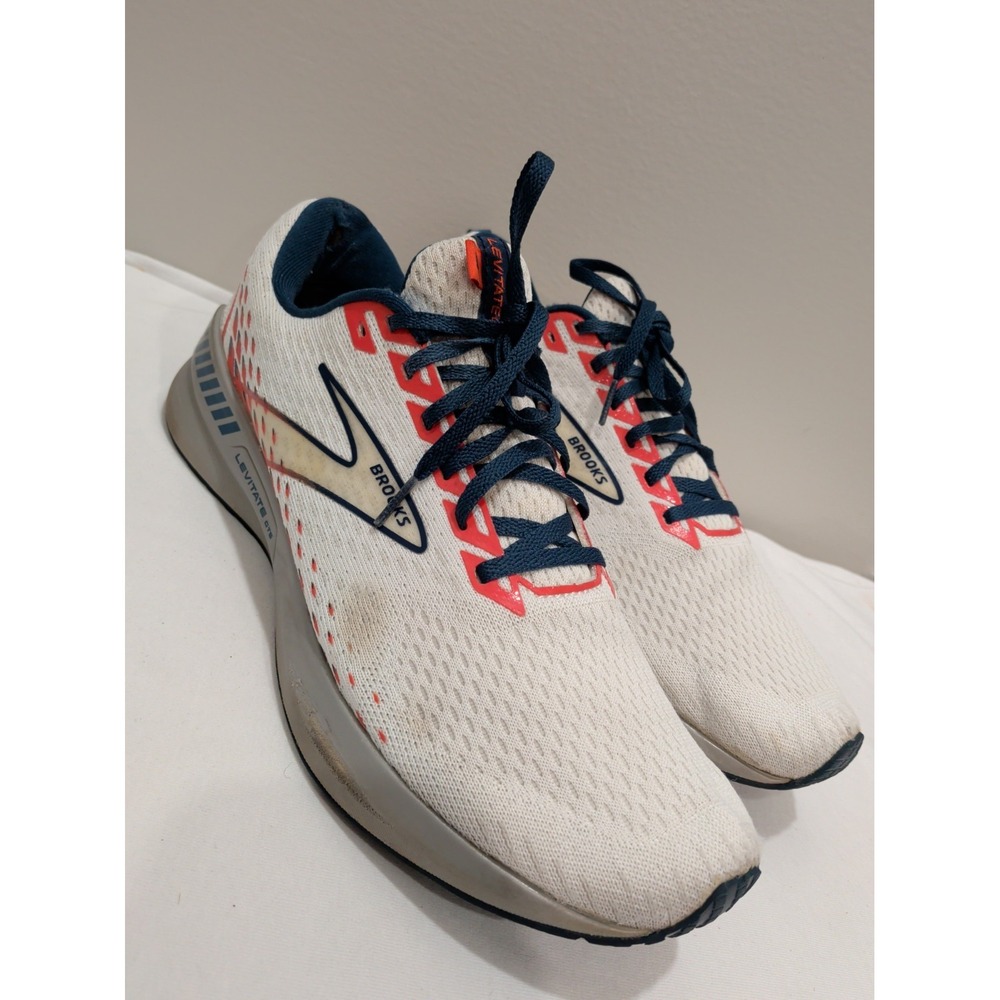 Brooks Levitate GTS 5 Mens Running Shoes White Blue Orange Size 10.5